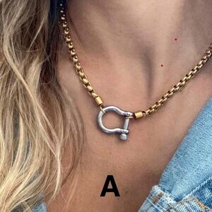 18K gold plated horseshoe chain Necklace